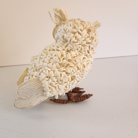 Snowy Snow Owl White Rustic Home Decor Figurine Shelf Sitter Boho Eclectic - Picture 3 of 5